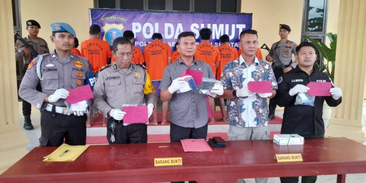 Konferensi Pers Polres Labuhanbatu Selatan Dalam Penindakan Tindak Pidana Narkoba Jenis Sabu