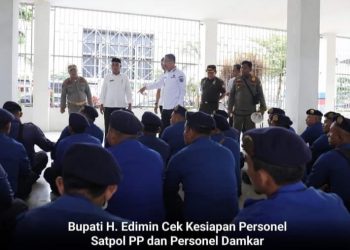 Bupati H. Edimin Cek Kesiapan Personel Satpol PP dan Mengadakan Tes Urin