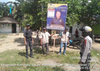 Polres Labusel Beri Pengamanan Penertiban Dan Pembersihan APK Pemilu 2024 Serentak Diwilayah Kabupaten Labusel