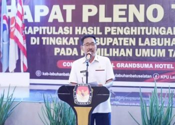 Bupati H.Edimin Menghadiri Rapat Pleno Terbuka Rekapitulasi Hasil Perhitungan Perolehan Suara Tingkat Kab.Labusel Pemilihan Umum 2024