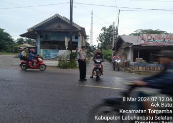 Personel Polsek Torgamba Laksanakan Strong Point Pagi Hari