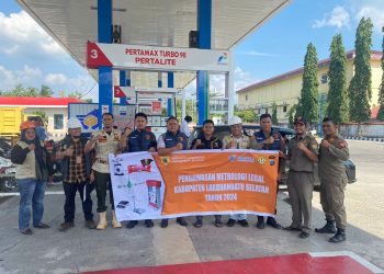 Menyambut Idul Fitri 1445 H/2024 M , Polres Labusel Dan Dinas Terkait Lakukan Sidak Uji Terra Di SPBU Labusel