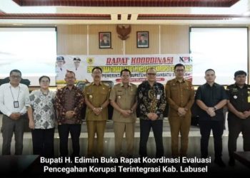 Bupati H. Edimin Buka Rapat Koordinasi Evaluasi Pencegahan Korupsi Terintegrasi Kab. Labusel