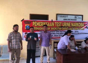 Berikan Kenyamanan Pada Penumpang Angkutan Lebaran , Satresnarkoba Polres Labusel Test Urine Awak Angkutan