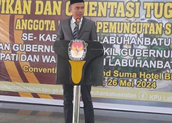 Ketua KPU Lakukan Pelantikan dan Orentasi Tugas Badan AD-HOC Anggota Panitia Pemungutan Suara (PPS) Se-Kab.Labuhanbatu Selatan
