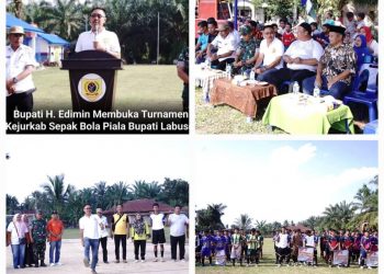 Bupati H. Edimin membuka turnamen Kejurkab Sepak Bola Piala Bupati Labusel