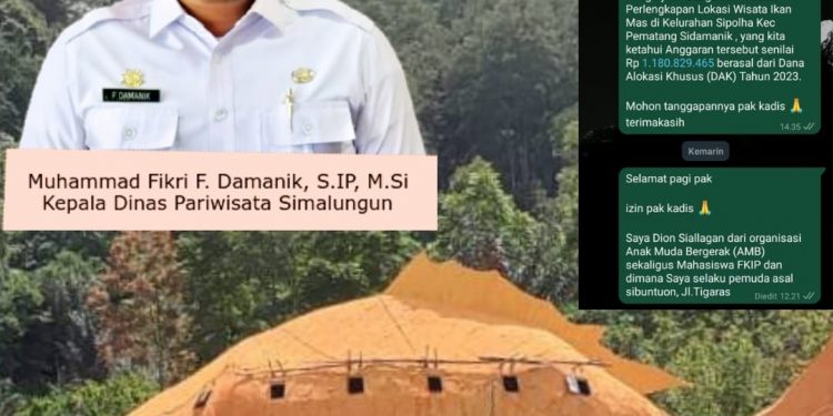 Diduga Menyalahgunakan Anggaran DAK Wisata Ikan Mas Sipolha, AMB Serukan Copot Kadis Dinas Pariwisata Simalungun