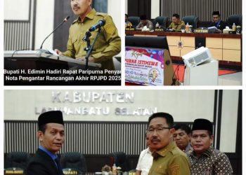 Bupati H.Edimin Hadiri Rapat Paripurna Penyampaian Nota Pengantar Rancangan Akhir RPJPD 2025-2045