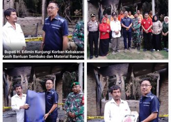 Bupati Labusel H. Edimin Kunjungi Korban Kebakaran, Beri Bantuan Sembako dan Material bangunan