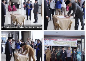 Bupati H. Edimin Lantik Pj. Sekda dan Staf Ahli Bupati Labusel