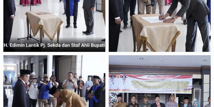 Bupati H. Edimin Lantik Pj. Sekda dan Staf Ahli Bupati Labusel