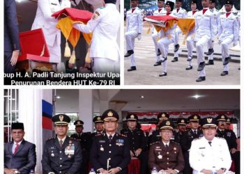 Wakil Bupati Labuhanbatu Selatan Inspektur Upacara Penurunan Bendera HUT Ke-79 RI