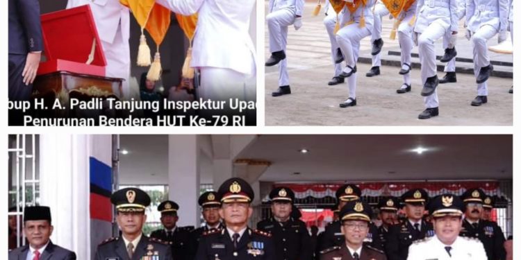 Wakil Bupati Labuhanbatu Selatan Inspektur Upacara Penurunan Bendera HUT Ke-79 RI