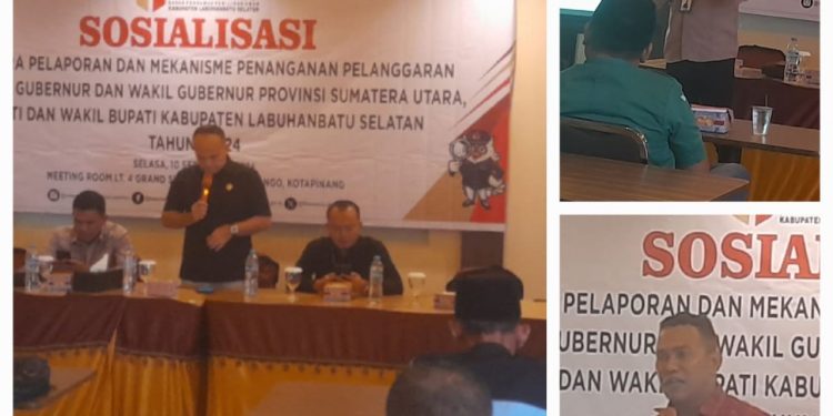 Bawaslu Labusel Mengadakan Sosialisasi terkait Pelaporan dan Pengawasan Pemilihan Gubernur Sumatera Utara dan Bupati Labuhanbatu Selatan