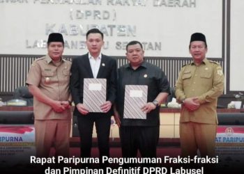Wabup Labusel H.Ahmad Padli Tanjung Hadiri Rapat Paripurna Pengumuman Fraksi-fraksi dan Pimpinan Defenitif DPRD Labusel