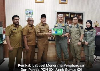 Pemkab Labusel Menerima Penghargaan Dari Panitia PON XXI Aceh-Sumut XXI
