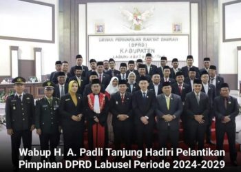 Wabup H.A.padli Tanjung Hadiri Pelantikan Pimpinan DPRD Labusel Periode 2024-2029