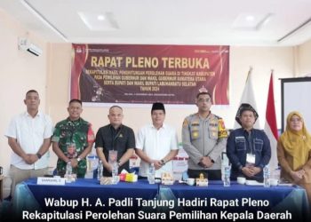 Wabup Ahmad Padli Hadiri Rapat Pleno Rekapitulasi Perolehan Suara Pemilihan Kepala Daerah