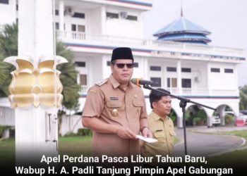 Apel Perdana Pasca Libur Tahun Baru, Wabup Labusel Pimpin Apel Gabungan