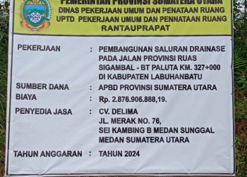 Pembangunan Saluran Drainase Pada Jalan Provinsi Sumut Ruas Jalan Sigambal Dari APBD Sumut 2024 DiPertayakan