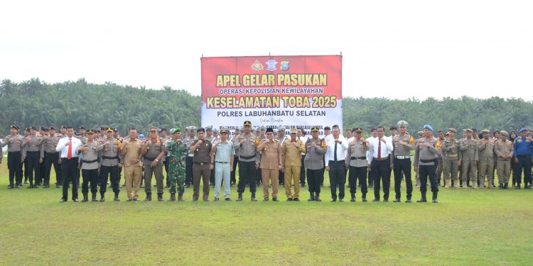 Polres Labuhanbatu Selatan Gelar Apel Pasukan Kewilayahan Operasi Keselamatan Toba 2025
