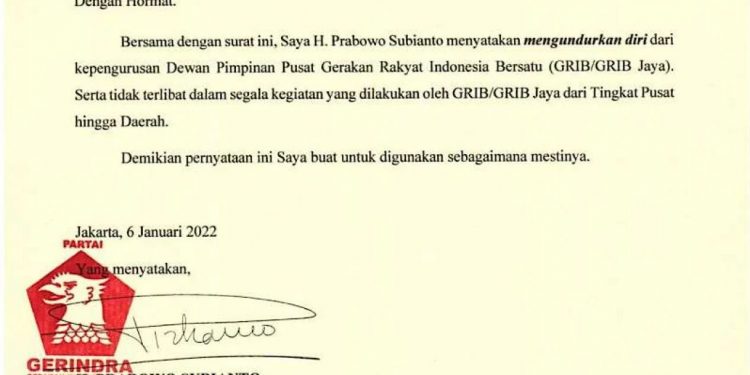 Spanduk GRIB Masih Tampilkan Prabowo Subianto, Padahal Sudah Mundur Sejak Tahun 2022