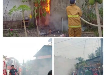Mobil Damkar Aceh Tamiang Berhasil Padamkan Kobaran Api Yang Menganguskan 3 Rumah Milik Warga