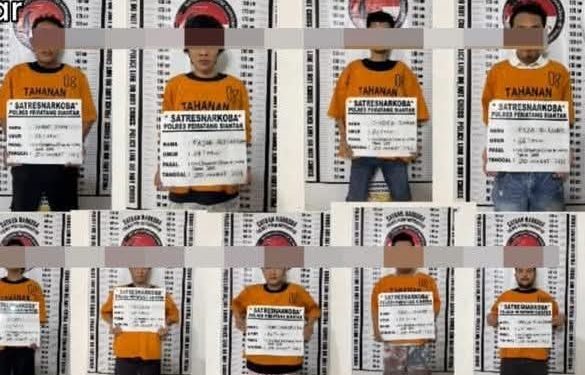 Satresnarkoba Kota Pematangsiantar  Tangkap 9  Komplotan  Pengedar Sabu Jalan Jorlang