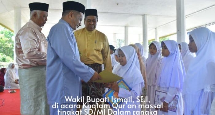 Peringatan Hardiknas, Pemkab Aceh Tamiang Gelar Khatam Qur’an Massal Tingkat SD/MI SE Kecamatan Karang Baru