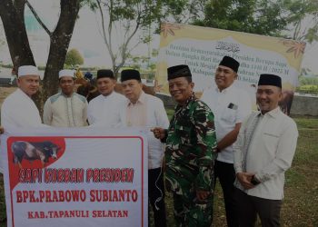 Wabup Tapsel Serahkan Sapi Kepada Panitia Kurban di Masjid Agung Syahrun Nur