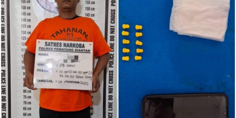 Polres Kota Pematangsiantar Amankan Pria Pembawa 10 Butir Pil Ekstasi di Jalan SM. Raja