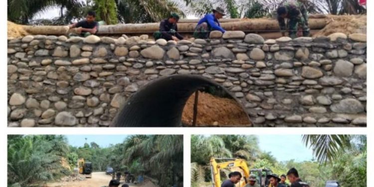 Satgas Gulbencal Kodam Iskandar Muda Percepat Pembangunan Jembatan Penghubung Di Desa Blang Kandis
