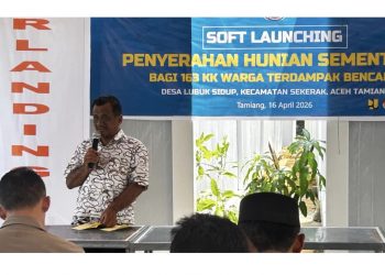 Wabup Aceh Tamiang, Ismail.SE.I, Menyerahkan Huntara Kepada163 KK Lubuk Sidup Kecamatan Sekerak