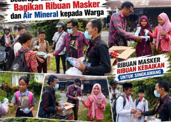 Aksi Peduli Kabut Asap. Gabungan Beberapa Wartawan Bagikan Ribuan Masker dan Air Mineral kepada Warga