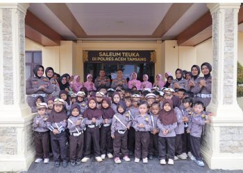 Kapolres Aceh Tamiang Sambut Kunjungan Anak- Anak TK Kemala Bhayangkari 12 Aceh Tamiang